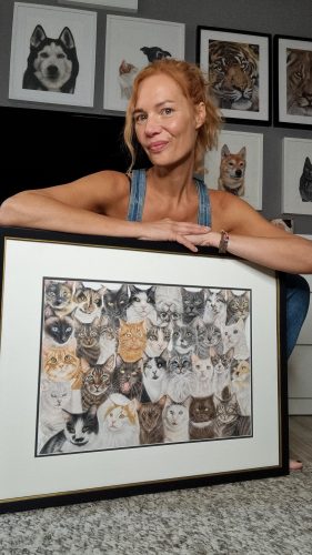 Eileen mit der Zeichnung "Endless Cats"